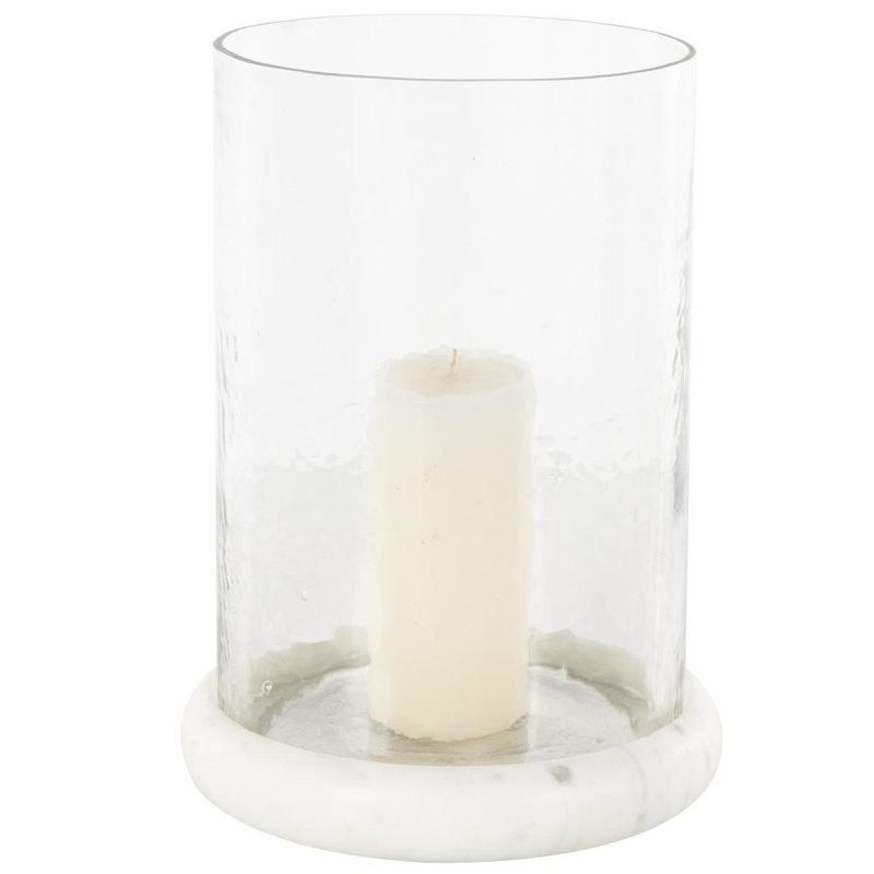 Electra cole and grey glass pillar candle holder with white marble base Perry, H 12,75 po x l 9,2 po x P 9,2 po