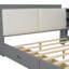 Lit plateforme en bois avec tête de lit, tablettes et 2 tiroirs-850740275