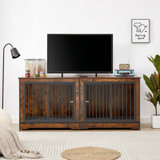 Spacious Dog Crate Furniture with Removable Partition and Hidden Tray, Ideal for Two Dogs and Doubles as a TV Stand