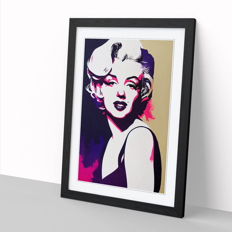 Marilyn Monroe Painted - Single Picture Frame Print, 34cm H x 25cm W x 2cm D, Black
