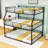 Metal Triple Bunk Bed with Full-Length Guardrails, Quiet Slat Support System-441867840-441867846