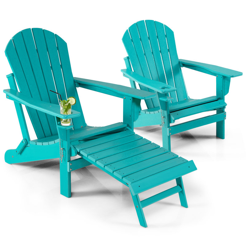 Chaise Adirondack pliante en plastique avec repose-pieds Esmeraude, Turquoise