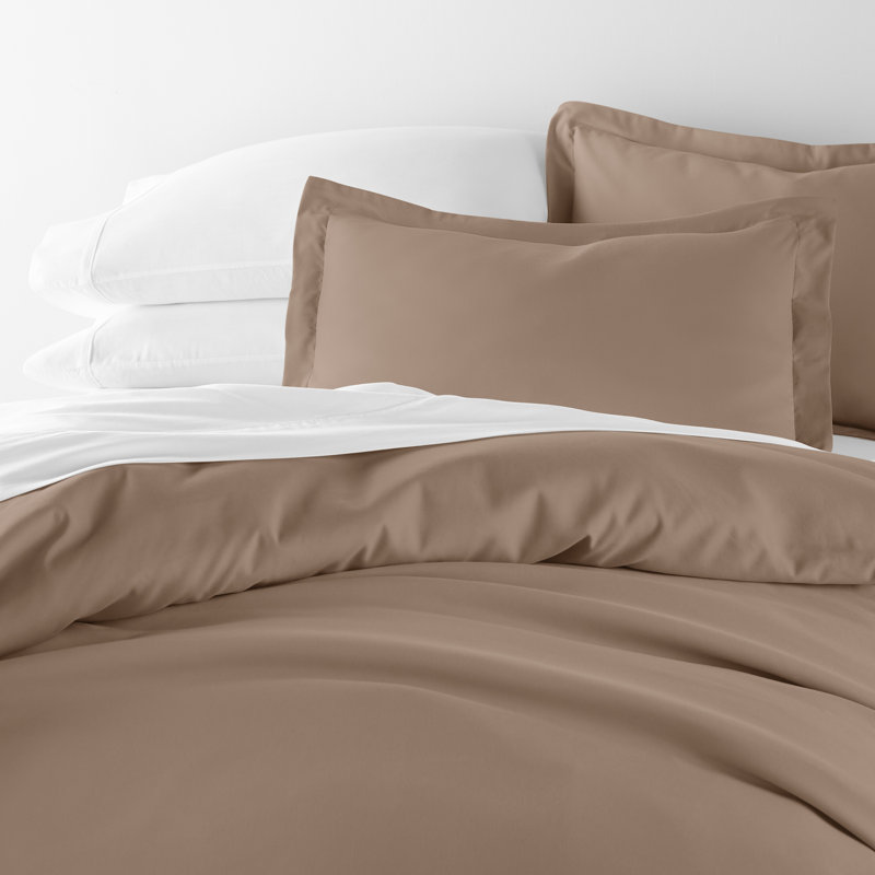 Ensemble de housse de couette en microfibre super doux, Taupe, Housse de couette pour grand lit + 2 taies décora