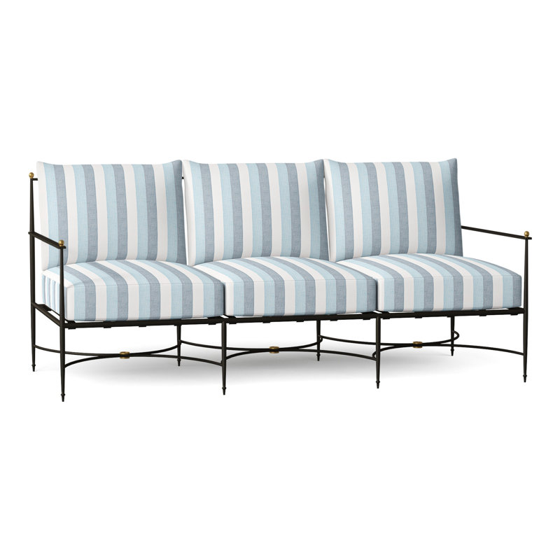 Roma 77" Wide Outdoor Patio Sofa with Cushions, No Welt, Perigold Direction Dew