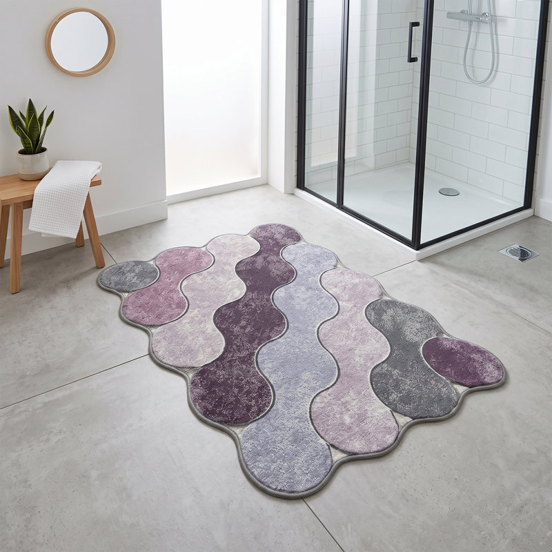 Amethyst Wave Purple Grey Lilac Bathmat