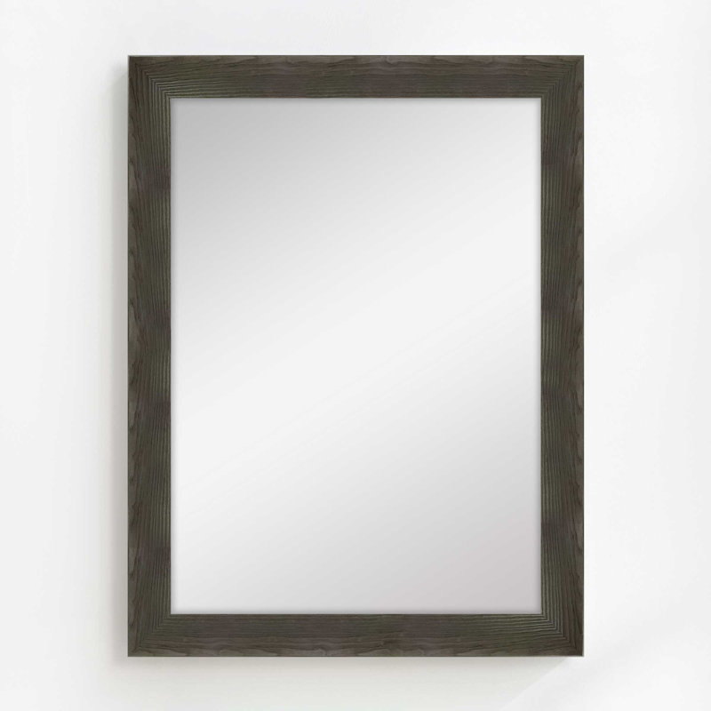 Arber Solid Wood Flat Mirror, Charcoal Black, 79" x 31"