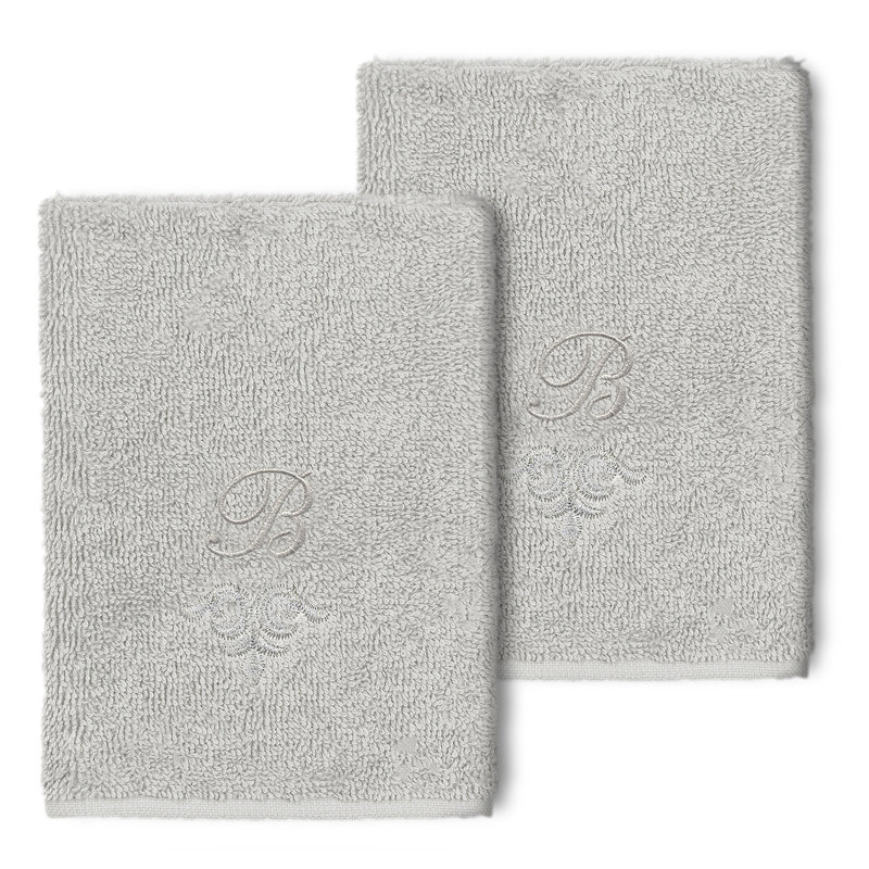 Monica Turkish Cotton Washcloth, B, Light Gray