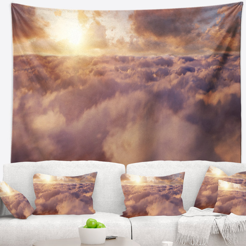 Paysage, ciel étonnant au-dessus de la tapisserie des nuages, H 32 po x l 39 po