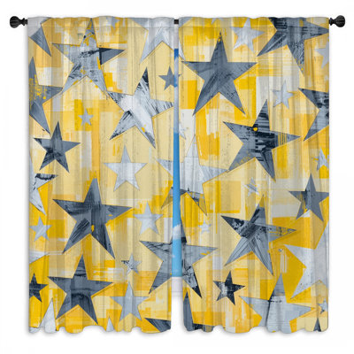 Rideaux obscurcissant jaune et gris avec 2 panneaux