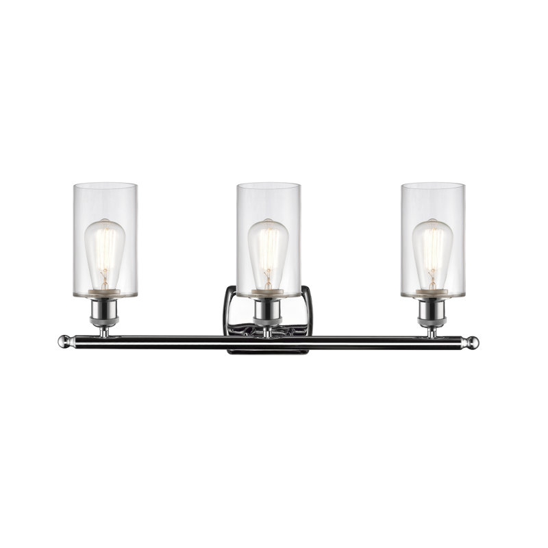 Mallette 3 - Light Dimmable Vanity Light, Clear, 6 Watt Vinage LED Bulb, Polished Chrome