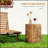 Round Tree Stump Stool, Decorative Wooden Side Table With Concrete And Wood Grain Finish For Modern Interiors