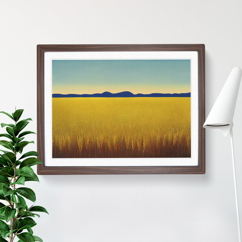 Impressive Wheat Field 1 Piece Single Picture Frame Wall Art, 25cm H x 34cm W x 2cm D, Walnut
