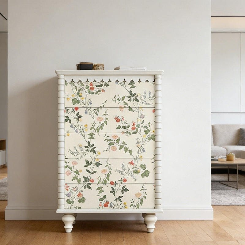 Commode d'entrée Mid-Century en bois massif, Blanc