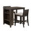 Ensemble de salle à manger 3 pièces à hauteur de comptoir en bois de cerisier foncé avec tablette de présentation et ports USB, 2 sièges, style transitionnel