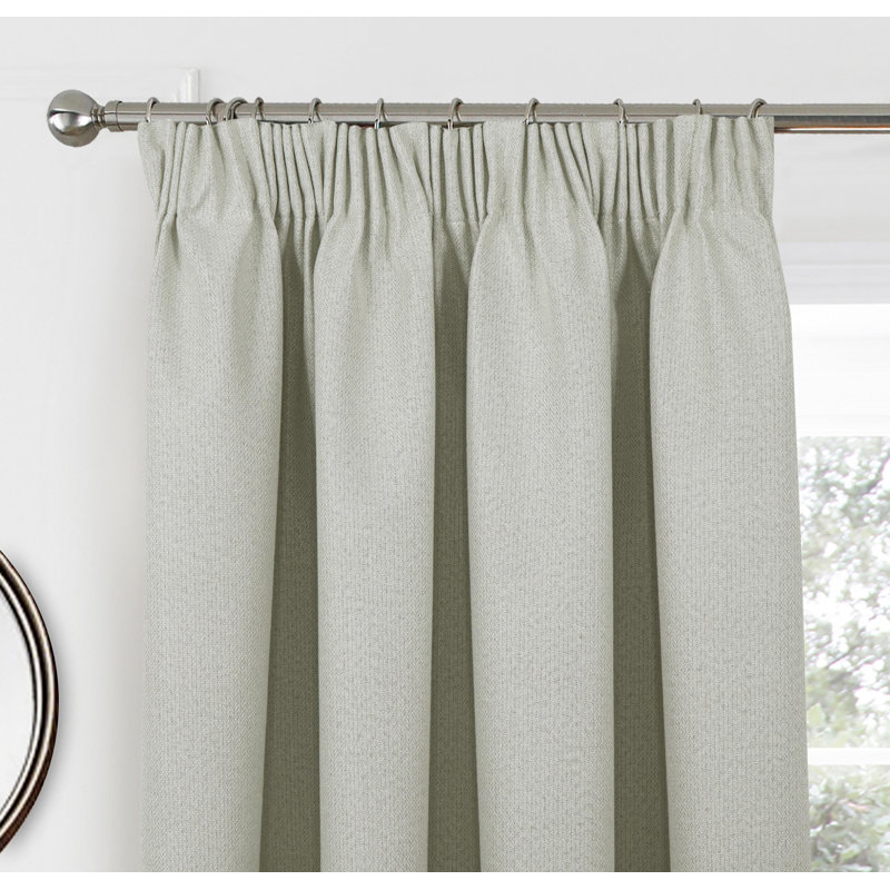 Milciades Blackout Pencil Pleat Curtain Pair, 137cm Width x 229cm Drop, Cream
