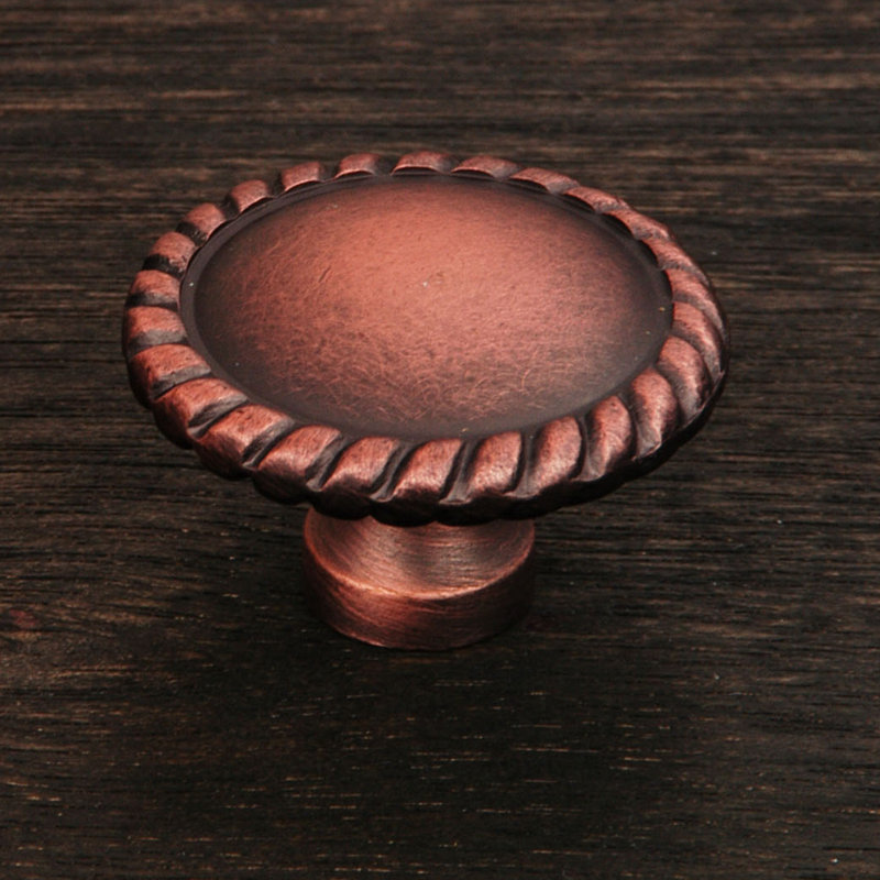 Poignée champignon 1 1/4 po avec bord cordé CK Series, Distressed Copper