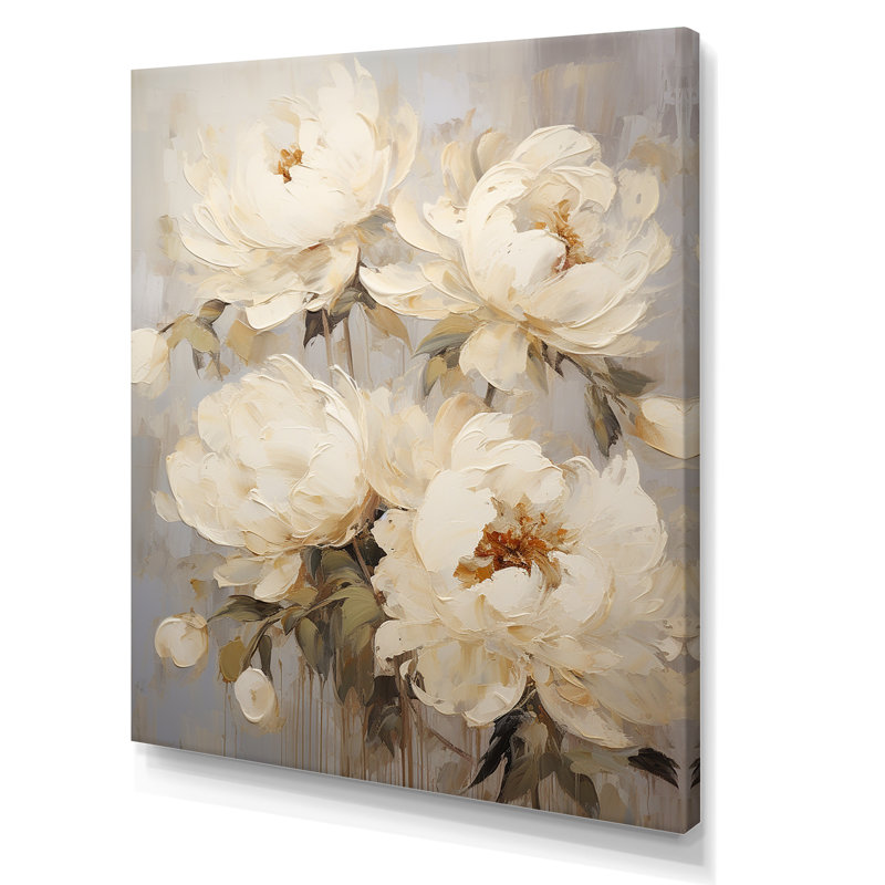 «Beige fragrant Peony Bliss III», reproduction sur toile, Toile tendue, H 40 po x l 30 po x P 1,5 po