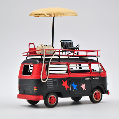 Monagra Jayland Black & Red Two Tone Classic VW Volkswagen Bus 1/24 Diecast Microbus