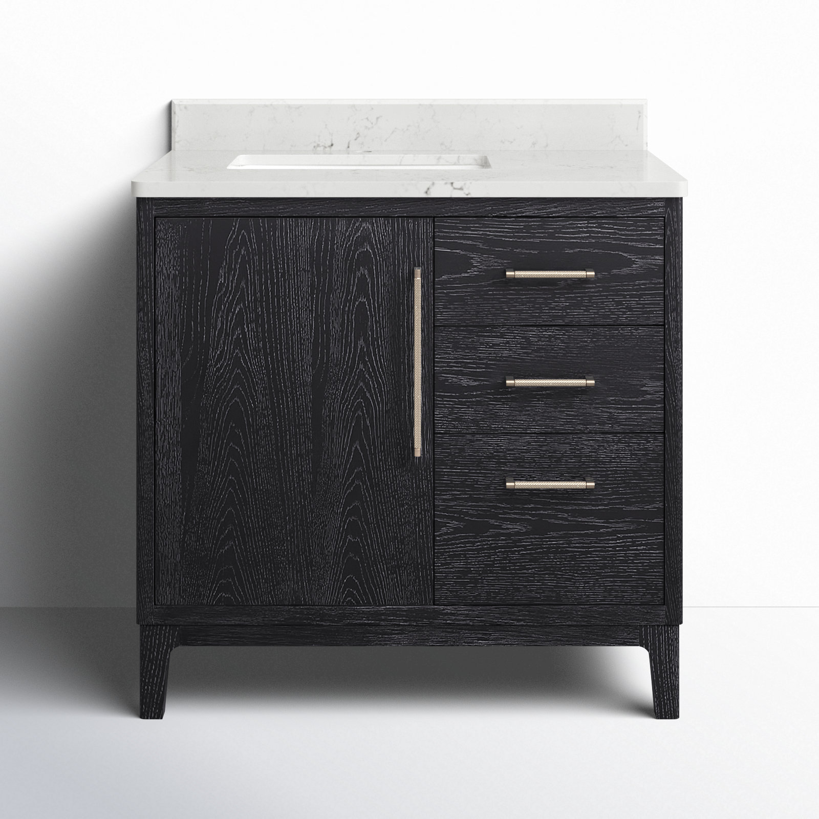 Langosta 36 Free Standing Single Bathroom Vanity with Top, Fir Wood Black