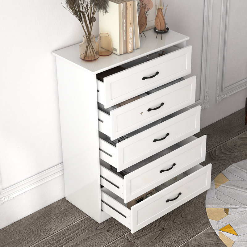 Commode à 5 tiroirs, Blanc