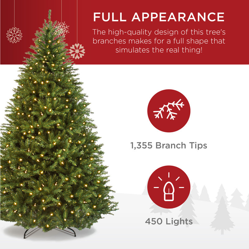 Pre-Lit 4' 6'' Full Fir Artificial Christmas Tree with Incandescent Lights