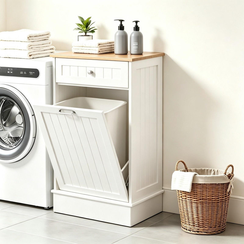 Armoire poubelle inclinable Havant, Blanc