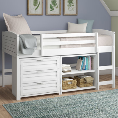 Hagen Twin Wood Platform Loft Bed with Bookcase by Sunside Sails