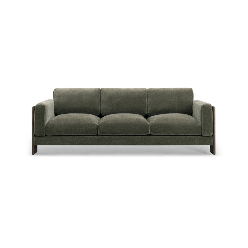 Canapé en chenille recyclé vert olive Elyn