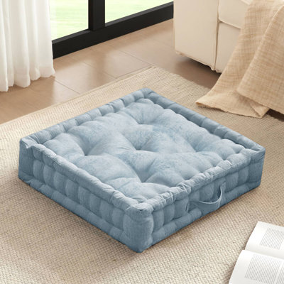 Coussin décoratif luxueux bleu turquoise avec tissu en chenille texturé - Coussin décoratif de 24 po x 24 po pour le salon, la chambre à coucher et le vestibule