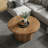 31.5" Round Coffee Table with Fluted Drum Base, Farmhouse Living Room Table for Apartments & Small Spaces