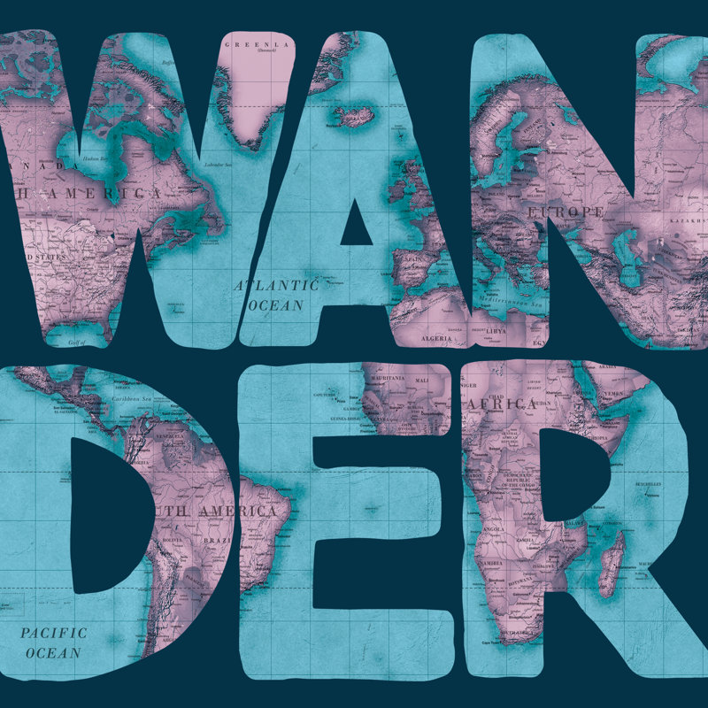Wander Map - Wrapped Canvas Print, 30cm H x 30cm W x 3.8cm D