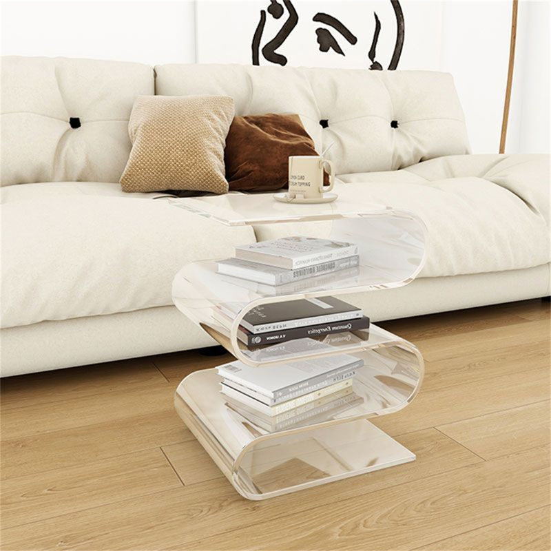 S-Curve End Table, Clear Acrylic Side Table for Living Room, Modern Accent Table, Transparent