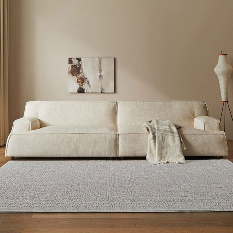 Canapé modulaire en velours beige, 27.56" H x 94.49" W x 41.34" D, 3