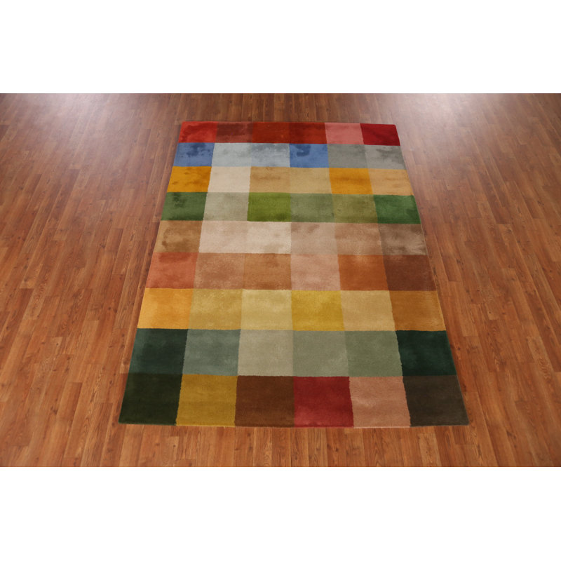 Tapis indien à carreaux moderne