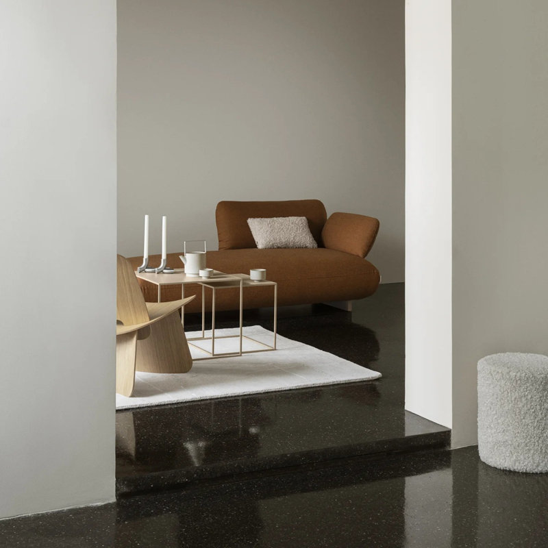 Solid Wood Accent Stool, Beige