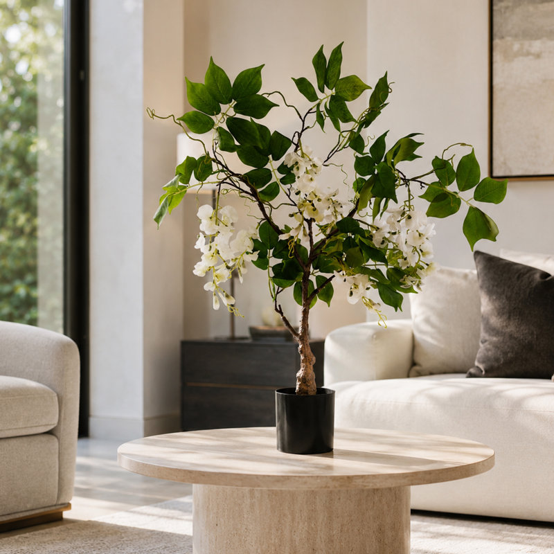 Plastic, Silk Peony Arrangement in Pot