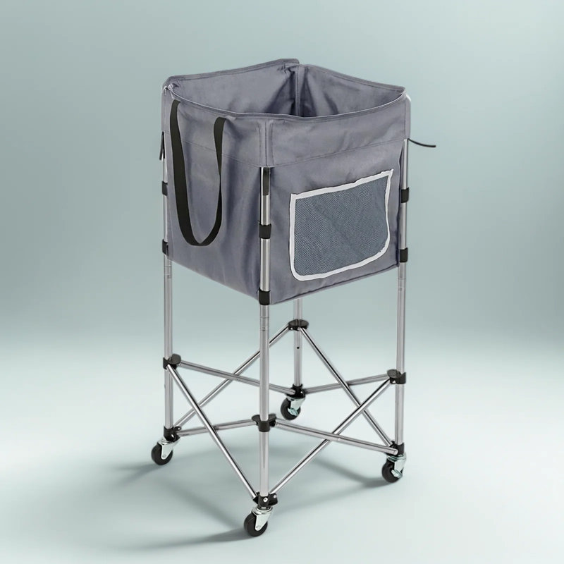 Tall Rolling Laundry Cart With Wheels, No-Bend Laundry Basket On Wheels, Sturdy Stainless Steel Frame, Collapsible Laundry Hamper With Removable Washable Bag
