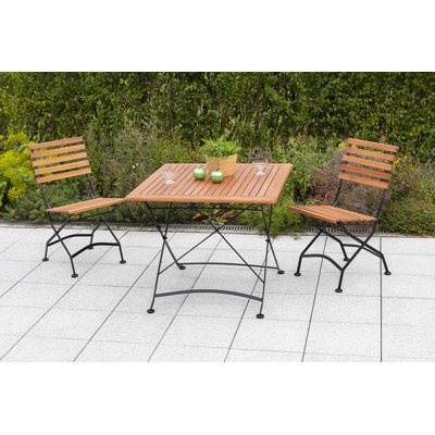 Asruddin 2 - Person Solid Wood Patio Dining Set Rectangular Table