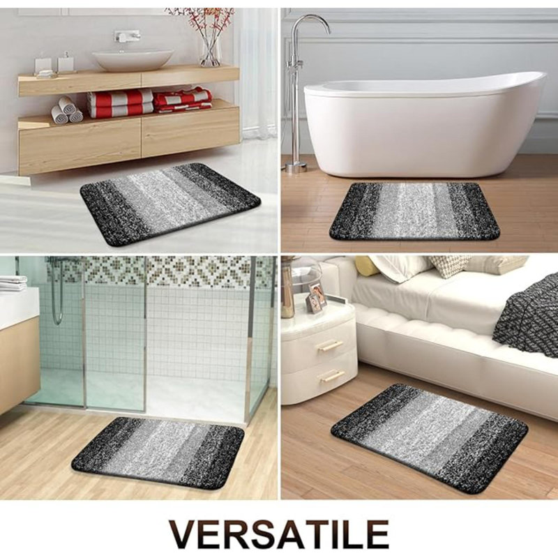 Tapis de salle de bain, tapis de bain en microfibre absorbante très douce, envers en caoutchouc, tapis de bain à séchage rapide et lavables pour le plancher de la salle de bain, la baignoire, la douche et les accessoires de décoration intérieure