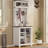 23.6” Wide Farmhouse Style Entryway Hall Tree With Open Shoe Storage, Coat Rack And LED Lights