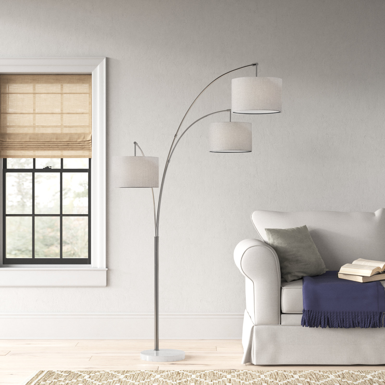 Felice 74'' Floor Lamp, Gray, Brushed Steel