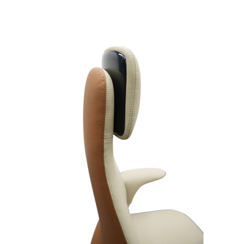 Fauteuil de direction en cuir véritable Caybree, Beige