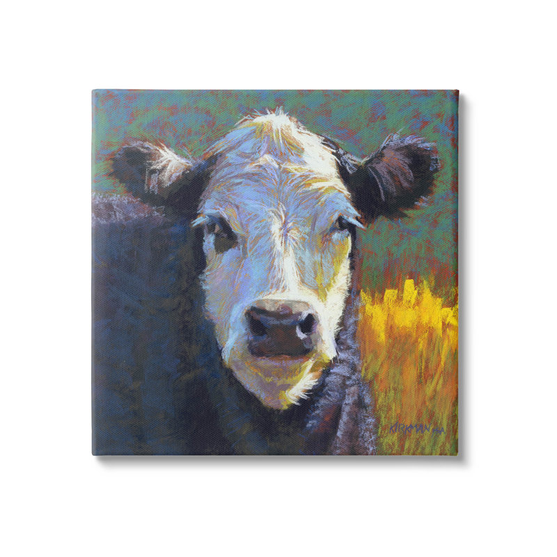 «Fuzzy Cow Farm Animal Portrait» par Rita Kirkman, H 24 po x l 24 po x P 1,5 po