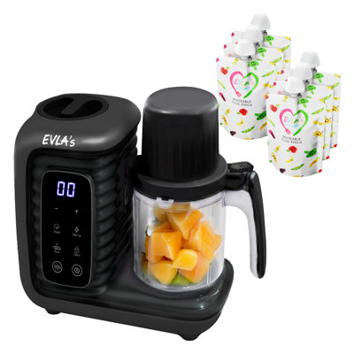 Cafetière pour bébé avec chauffe-biberon et 6 sachets réutilisables gris foncé d'EVLA