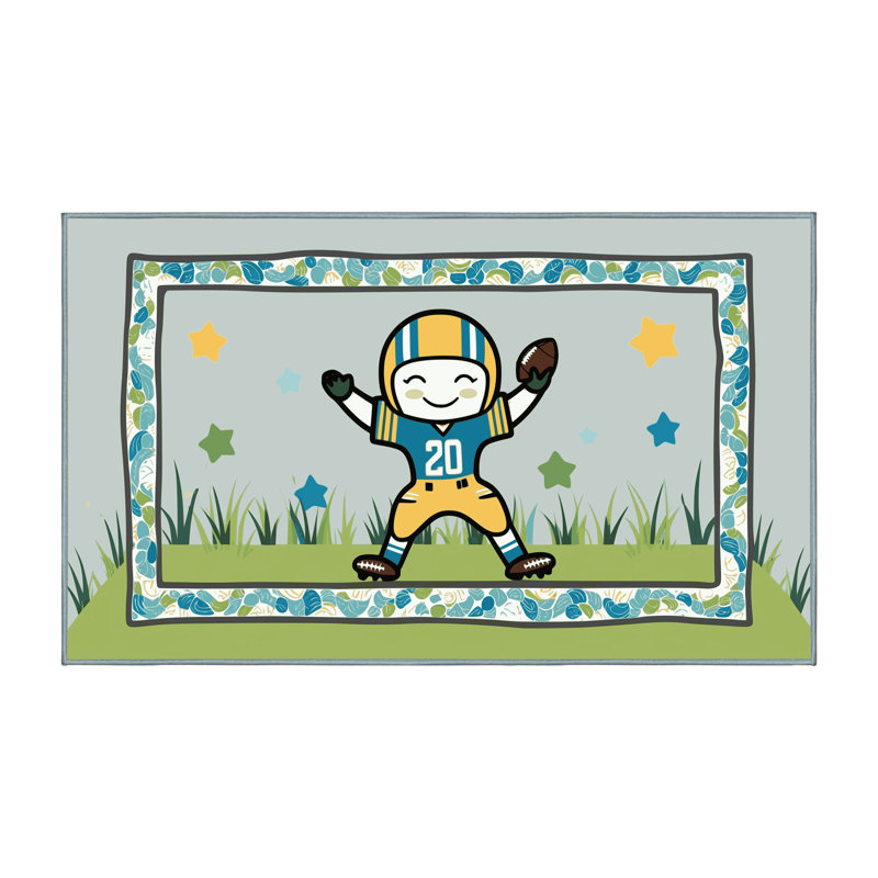 Tapis de football pour enfants The Holiday Aisle®, Rectangle 6 pi x 9 pi