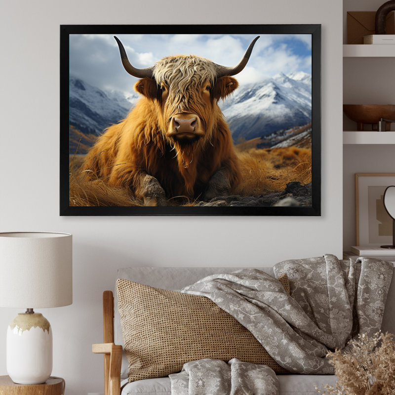 Brown Yaks In Montain I, reproduction d'art sur toile, H 34 po x l 44 po x P 1,5 po, Noir