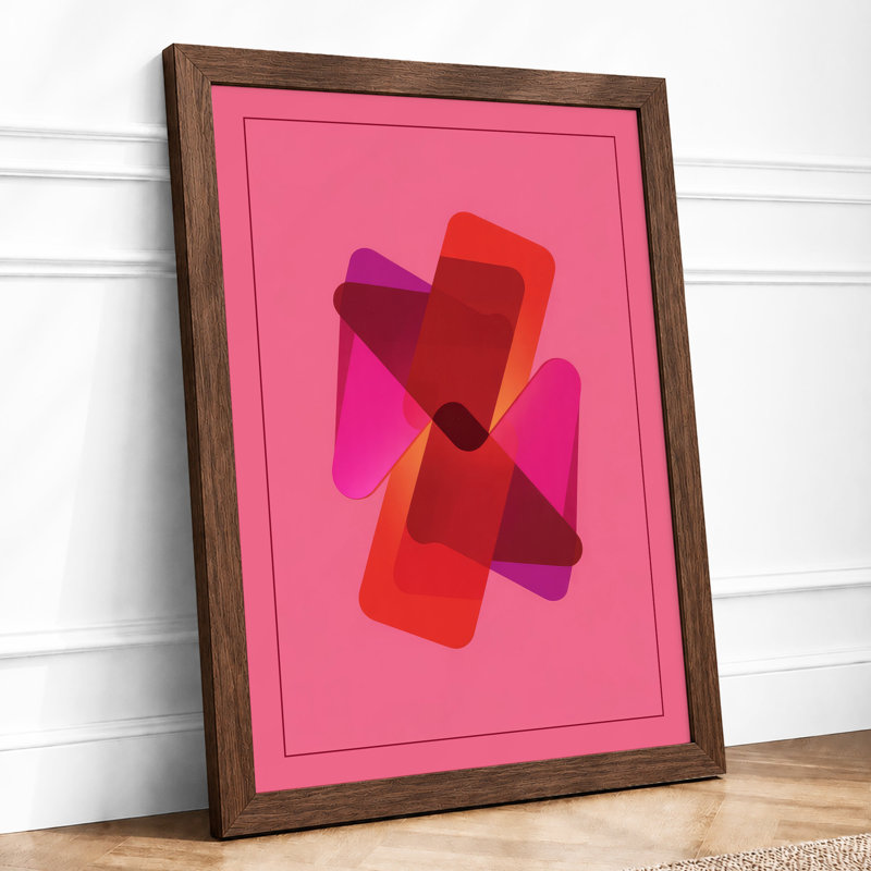 Layered Geometry Abstract - Framed Print, A4 - 29.7 x 21.0 cm, Walnut