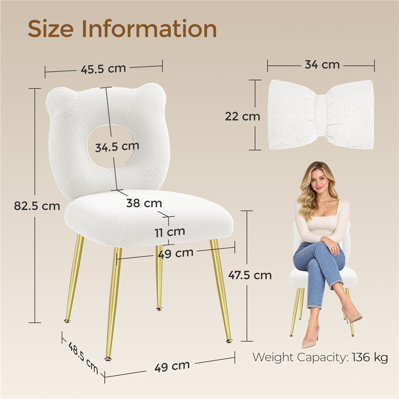 Upholstered Boucle Armless, White