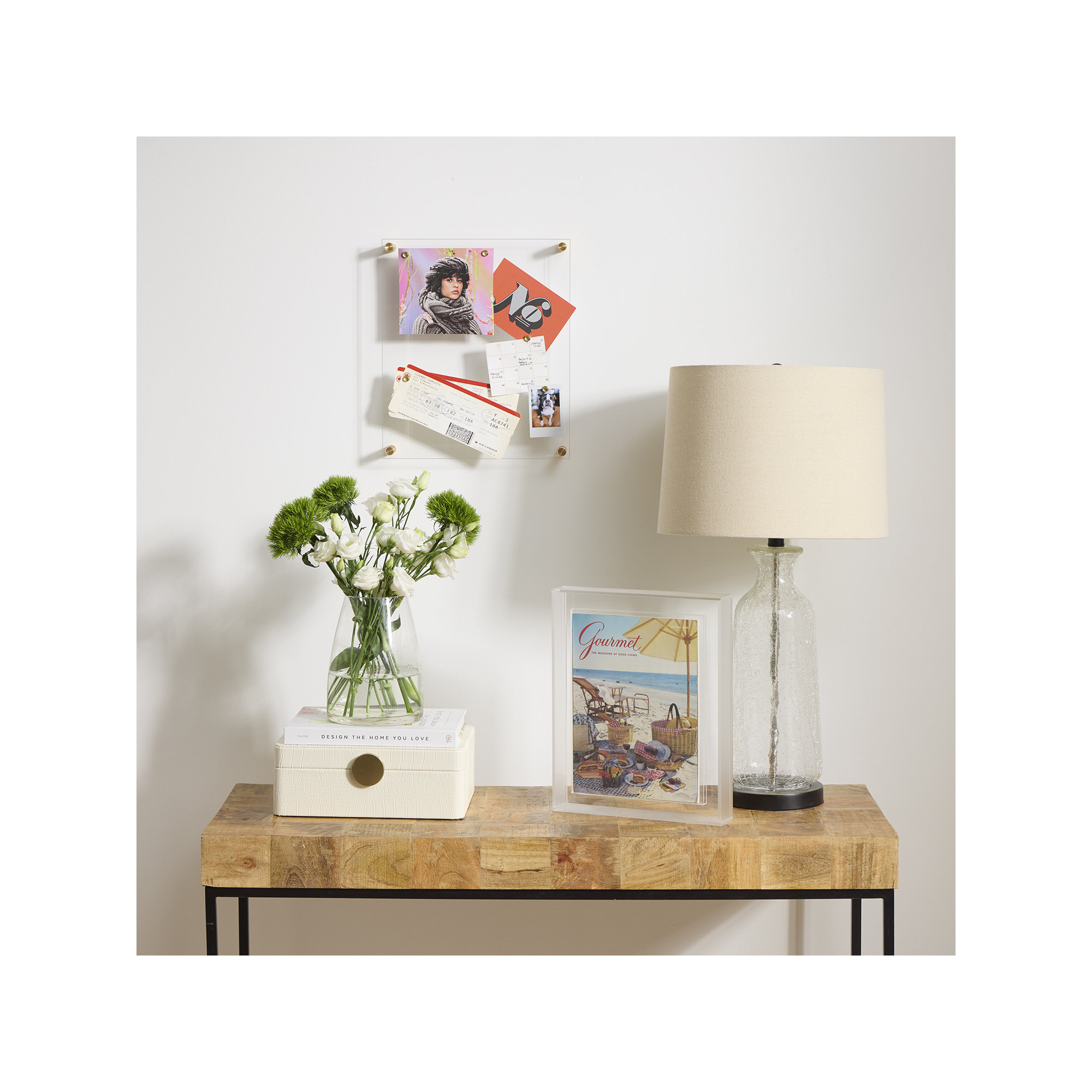 Easy Change Memo Board + Magnets, Gold, 12" x1 4"