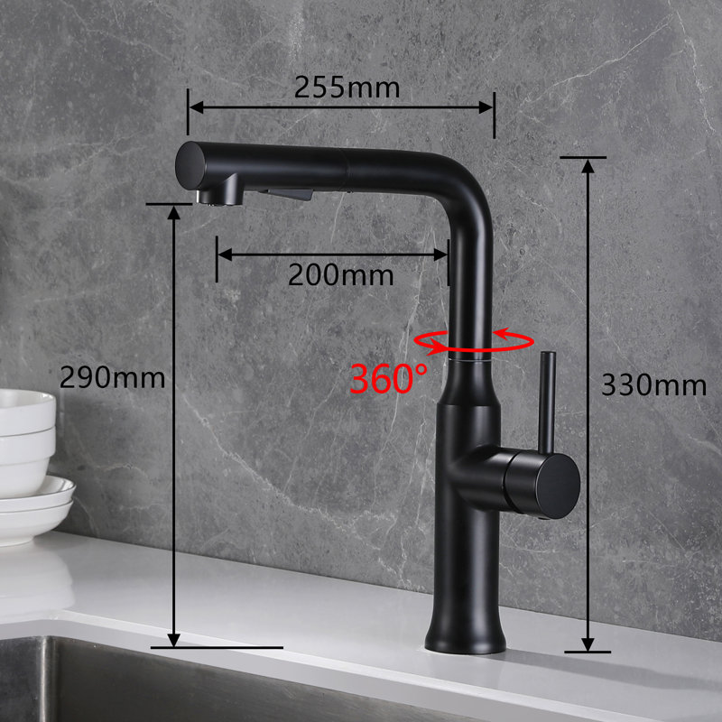Belfry Kitchen Willesden Pull Out Kitchen Faucet, Black